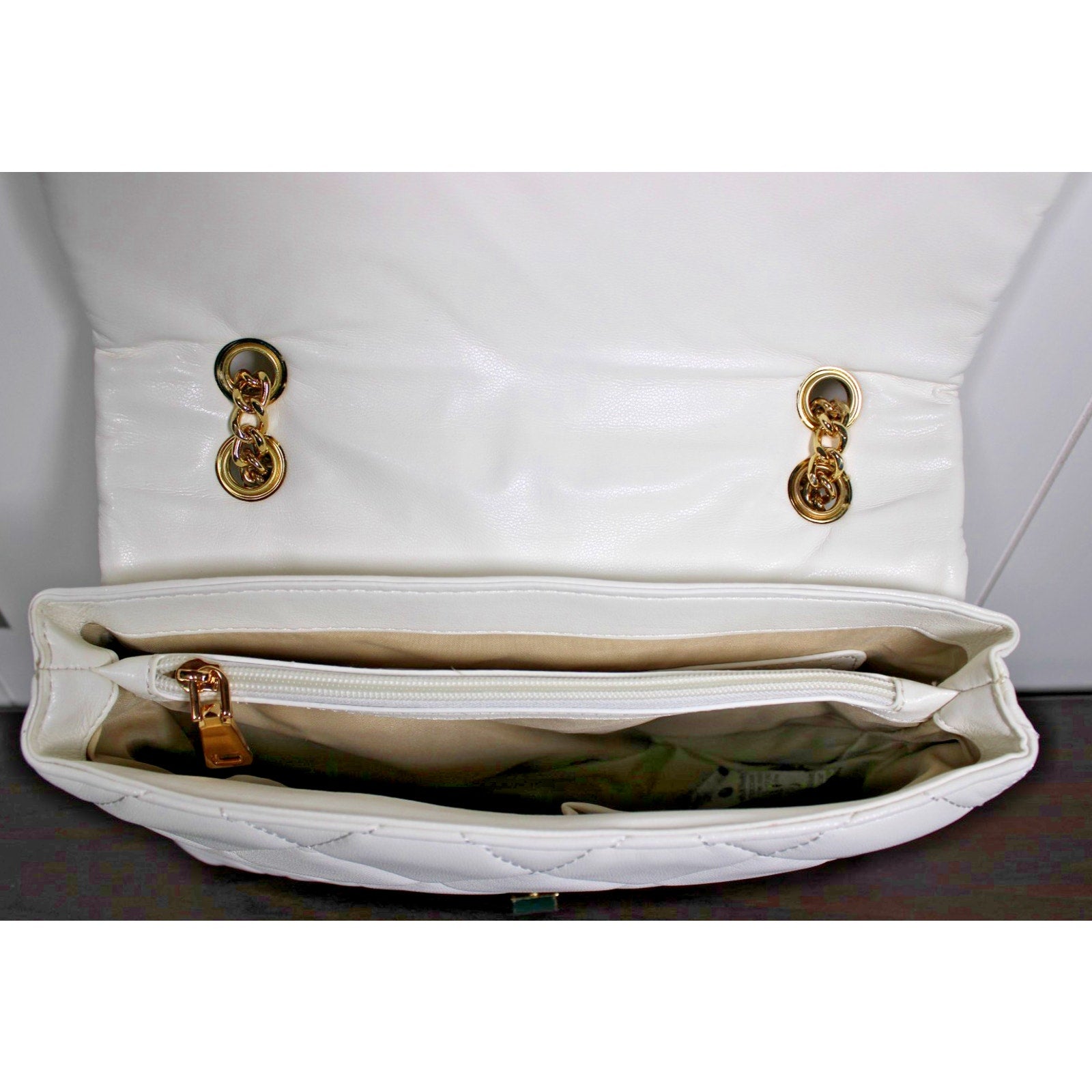 I.N.C. AJAE Flap Crossbody Soft Quilted Vanilla Multi w/ Dual Use Handle