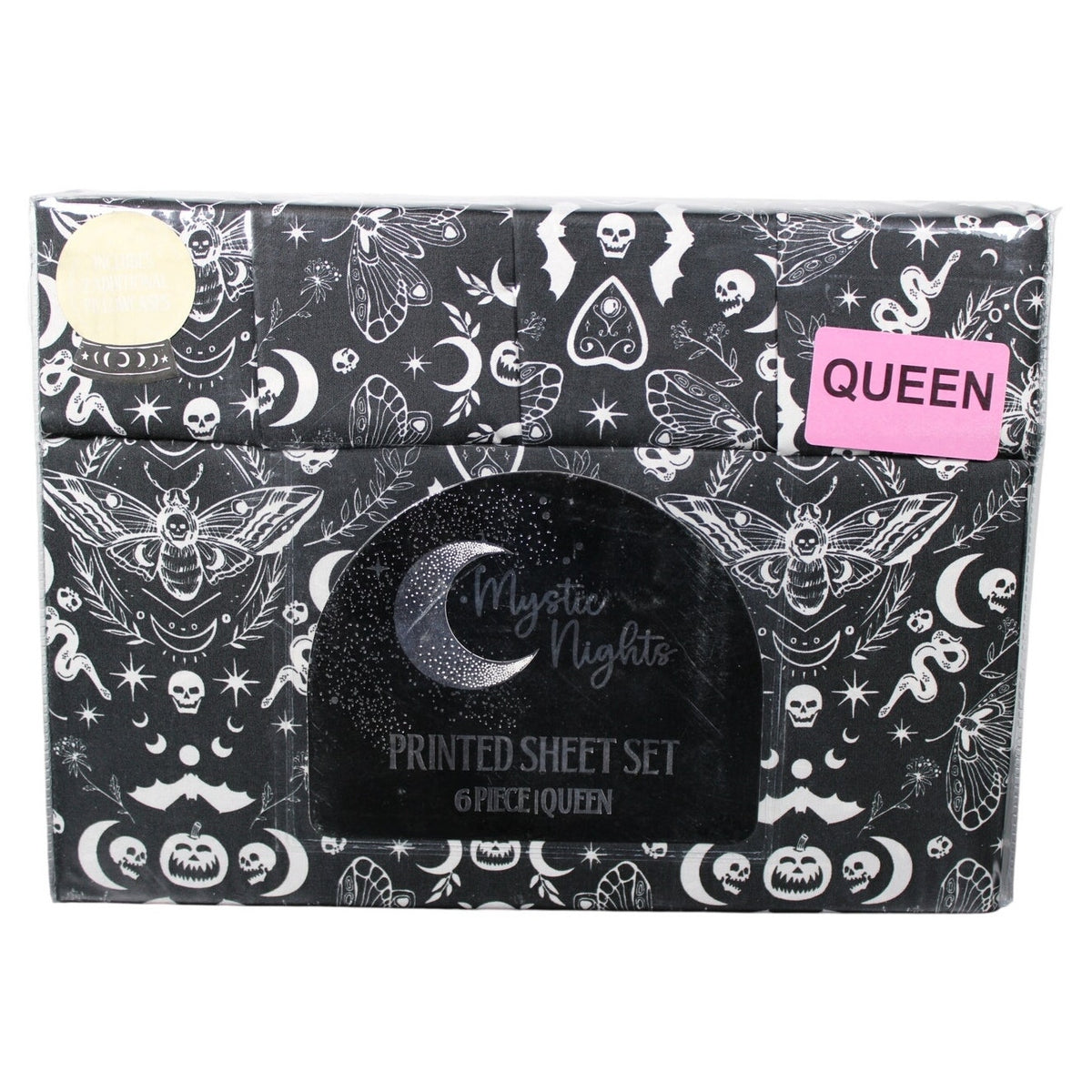 Mystic Nights Halloween 6 pc QUEEN Skulls/ Pumpkins/Butterflies/ Bats Sheet Set