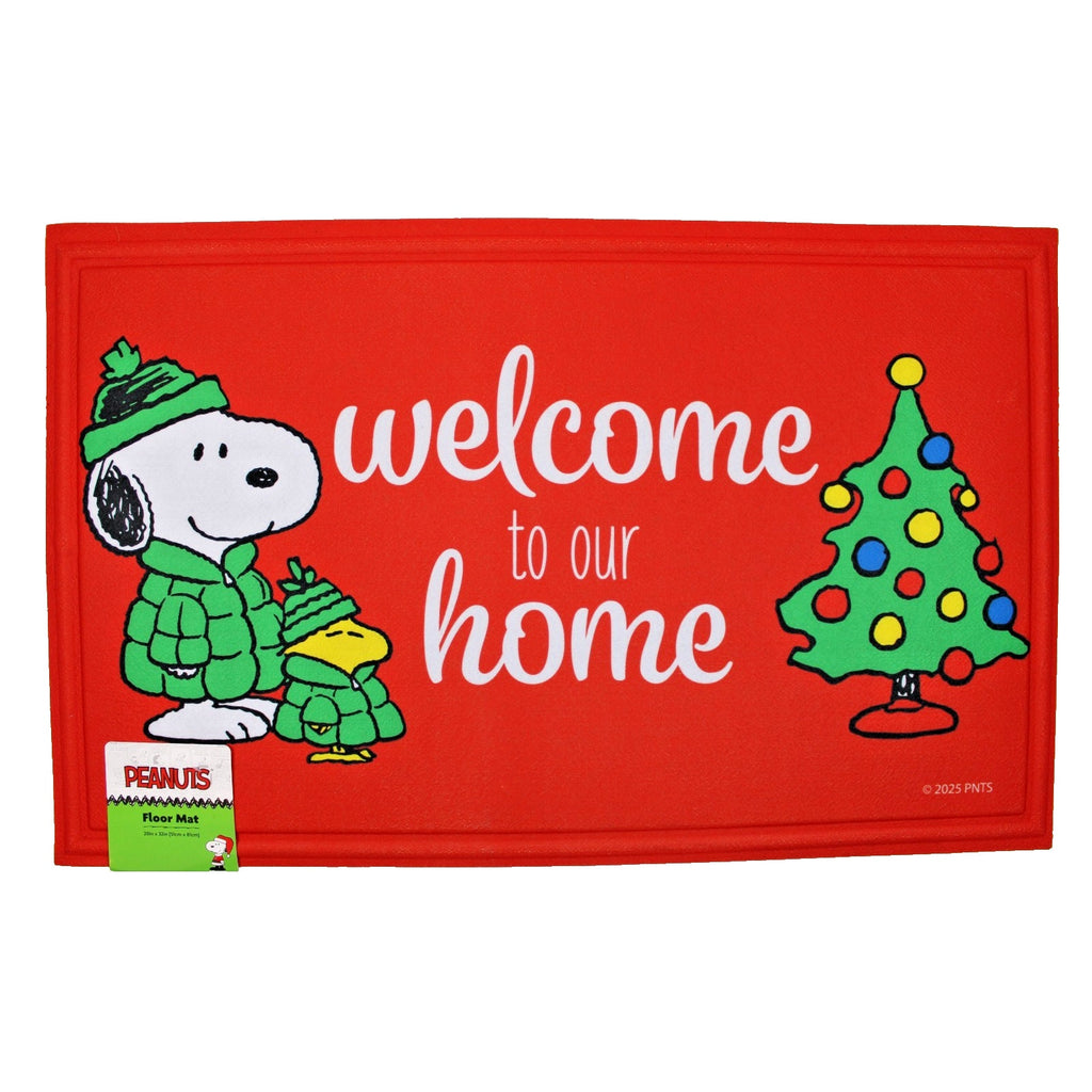 PEANUTS Snoopy Green Puffer Jacket Welcome to our Home Floor Mat 20”X32”