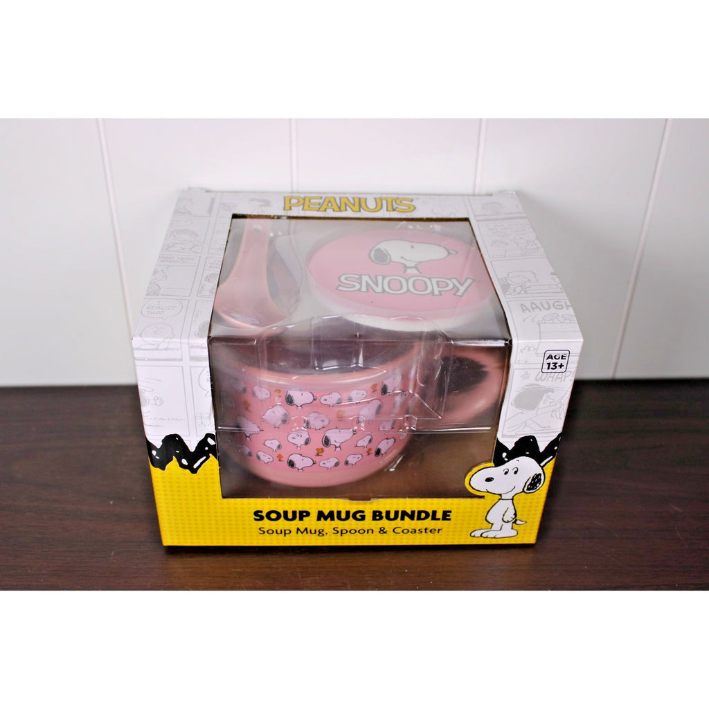 Peanuts Snoopy Soup Mug Bundle 24floz, Coaster, Spoon & Soup Mug