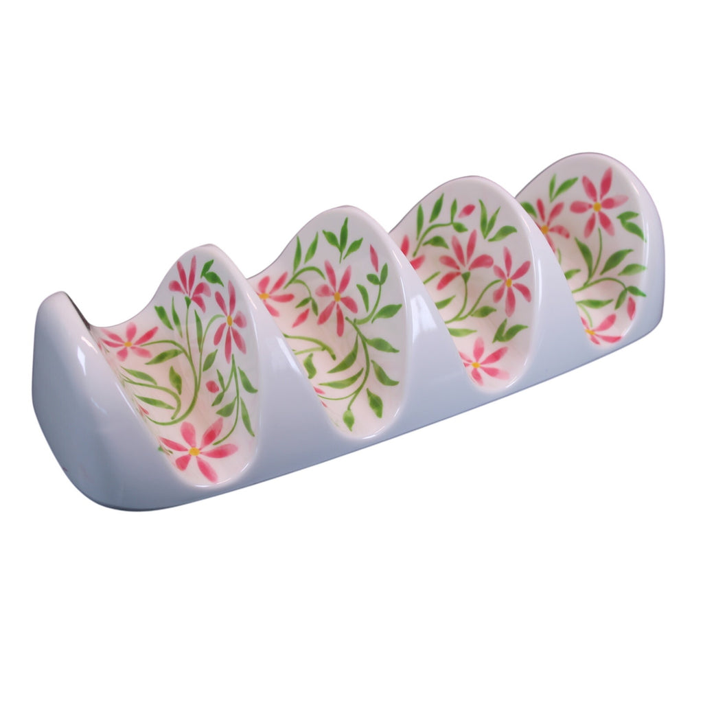 5pc. Melamine Serving Set Floral Tortilla Warmer, Taco Holder, Dip/Chip Tray NEW
