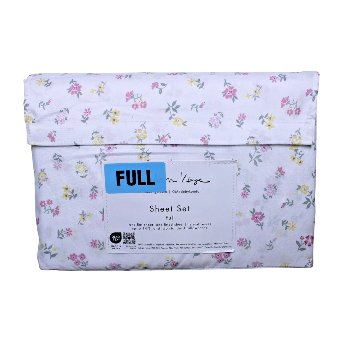 London Kaye Pink & Yellow Flower Garden Soft Brushed Full Sheet Set NEW