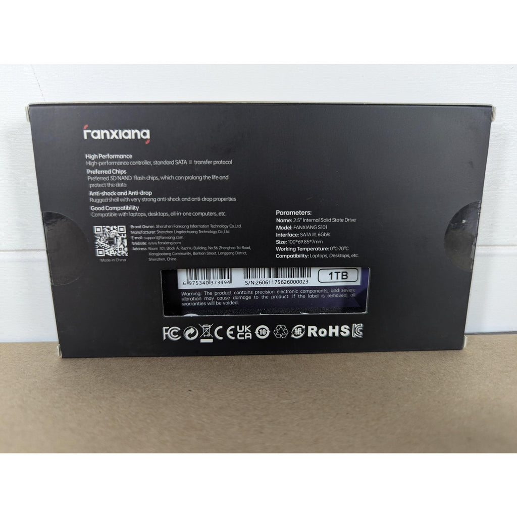 FANXIANA S101 1TB SSD SATA SSD 1TB Internal Solid State 2.50 Drive SATAIII 6Gb/s