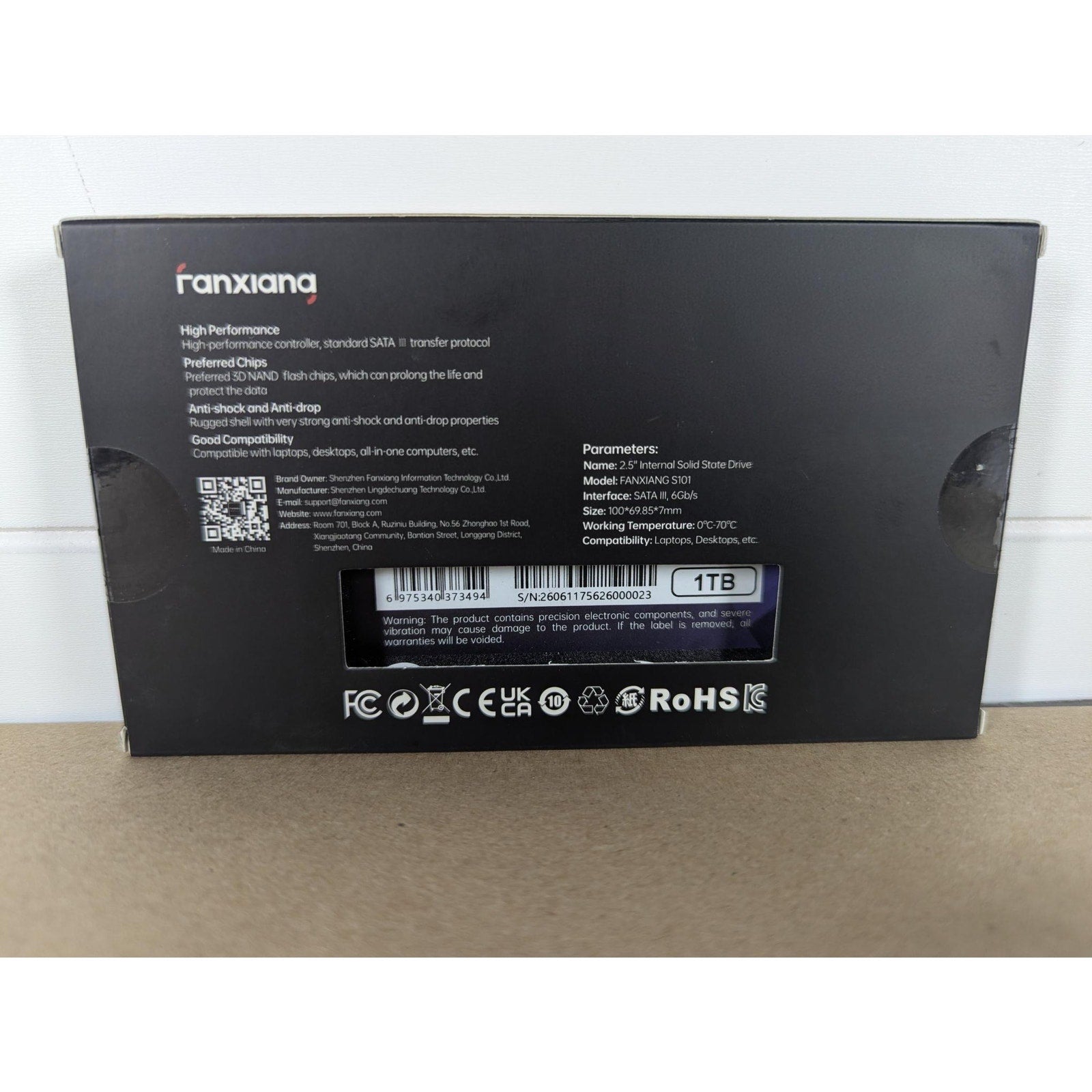 FANXIANA S101 1TB SSD SATA SSD 1TB Internal Solid State 2.50 Drive SATAIII 6Gb/s