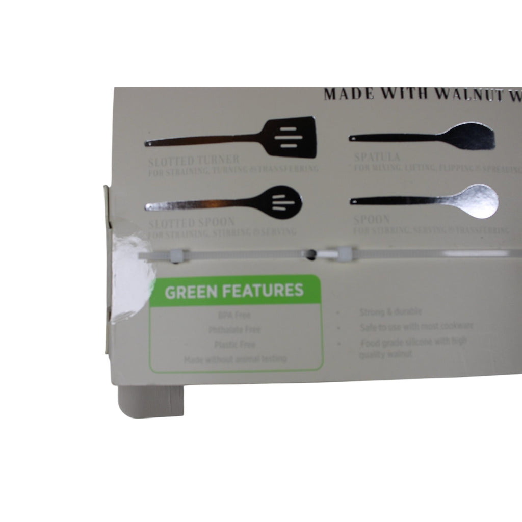 Kitchen Utensil Set of 6. Walnut handles Heat resistant Flexible silicone, Tongs