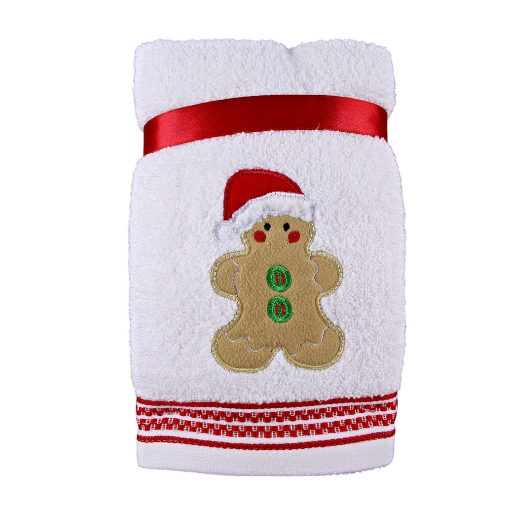 Gingerbread Man Santa Plush Set of 2 Embroidered Turkish Hand Towels ~ Farmhouse