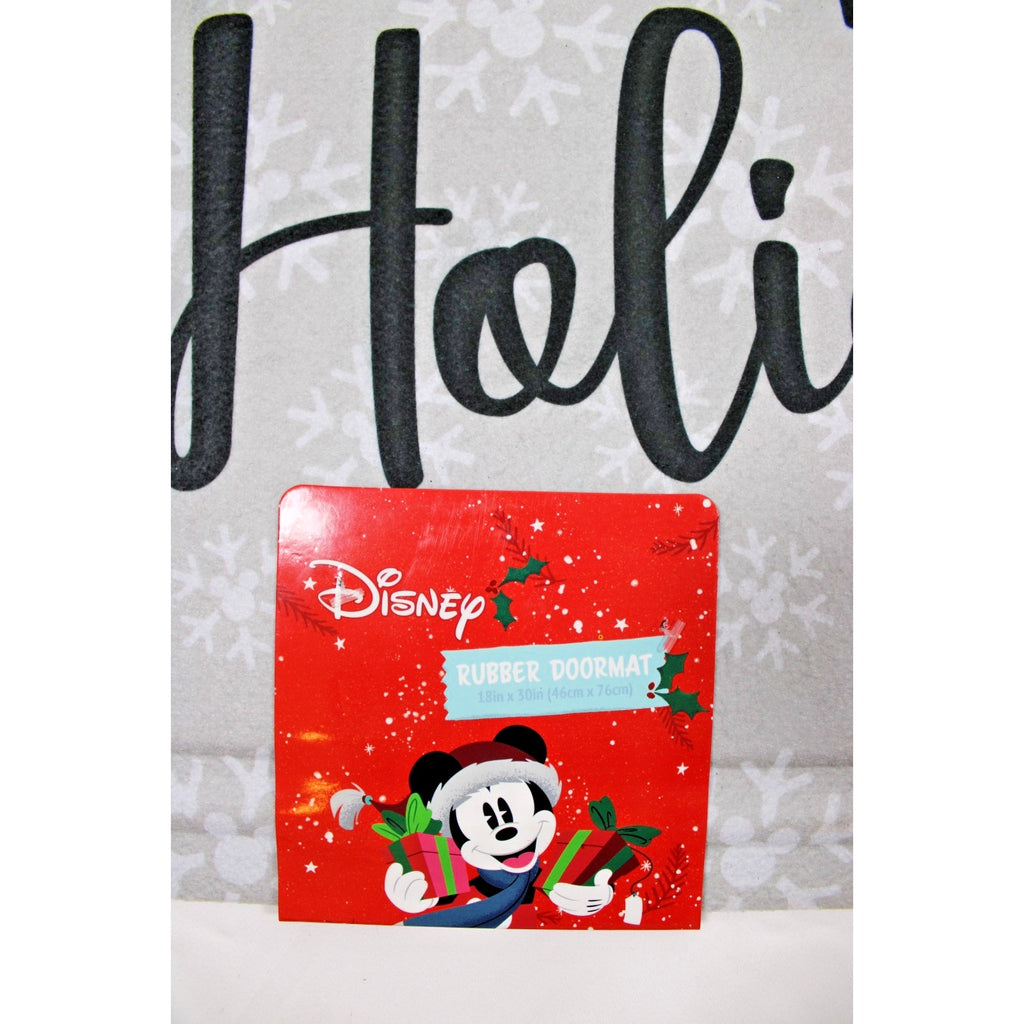 Disney Mickey Mouse Rubber Doormat 18"x30" Happy Holidays