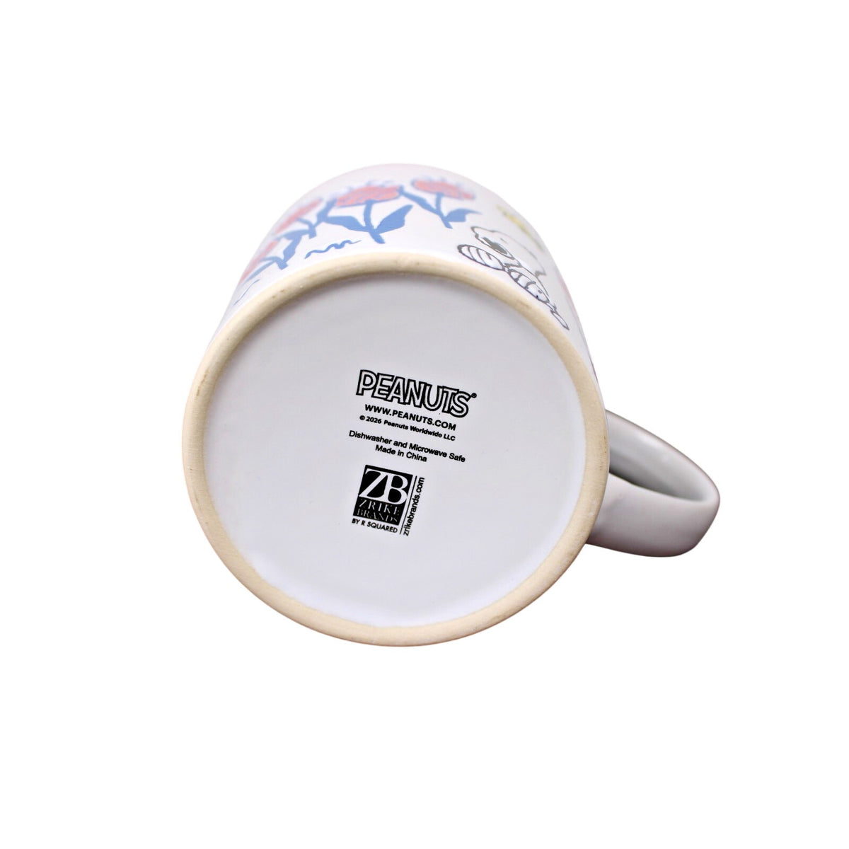 Peanuts Snoopy & Woodstock Floral White & Pink, 20 oz. Coffee Mug New