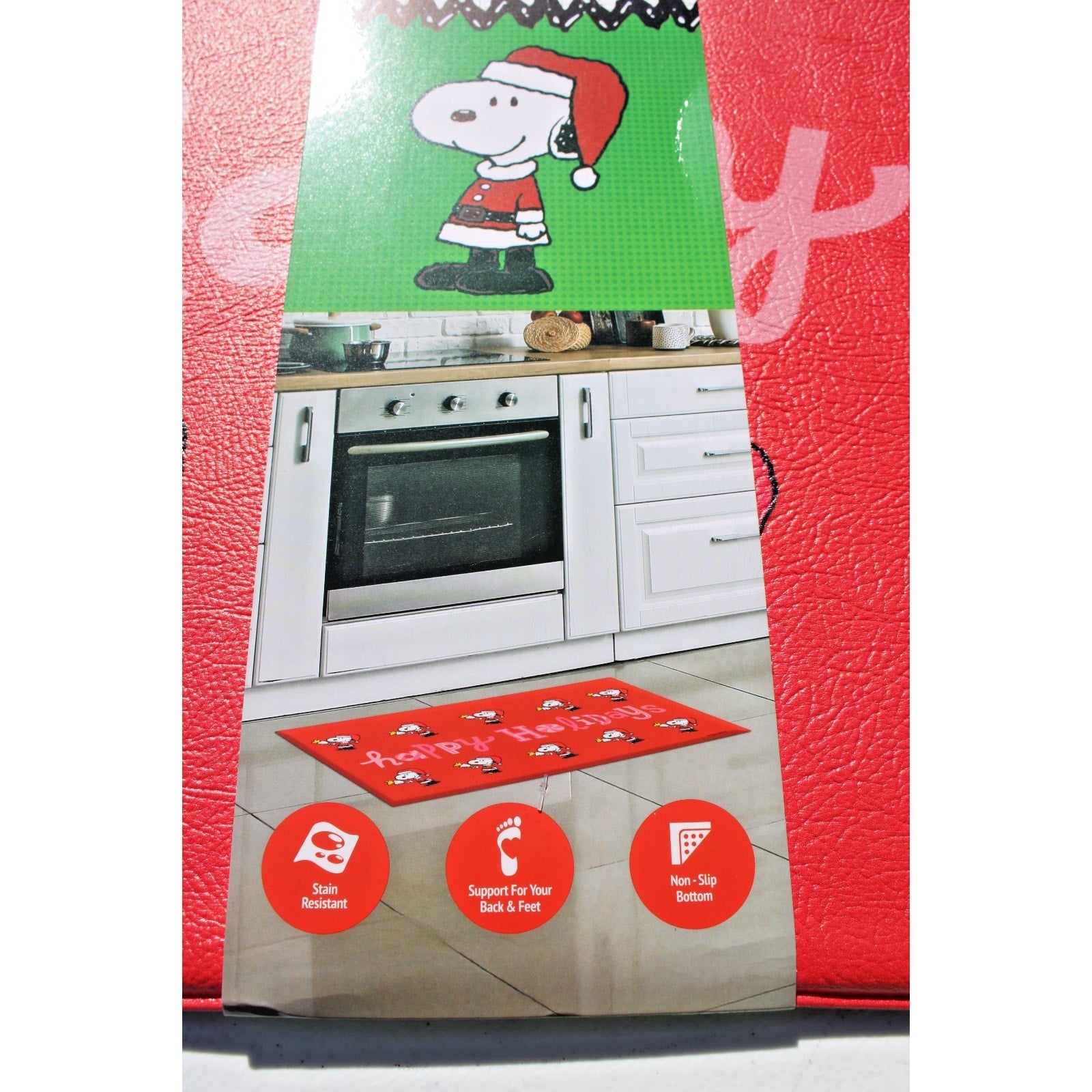 PEANUTS Santa Snoopy ”HAPPY HOLIDAYS” Anti-Fatigue Kitchen Mat 18” X 30”