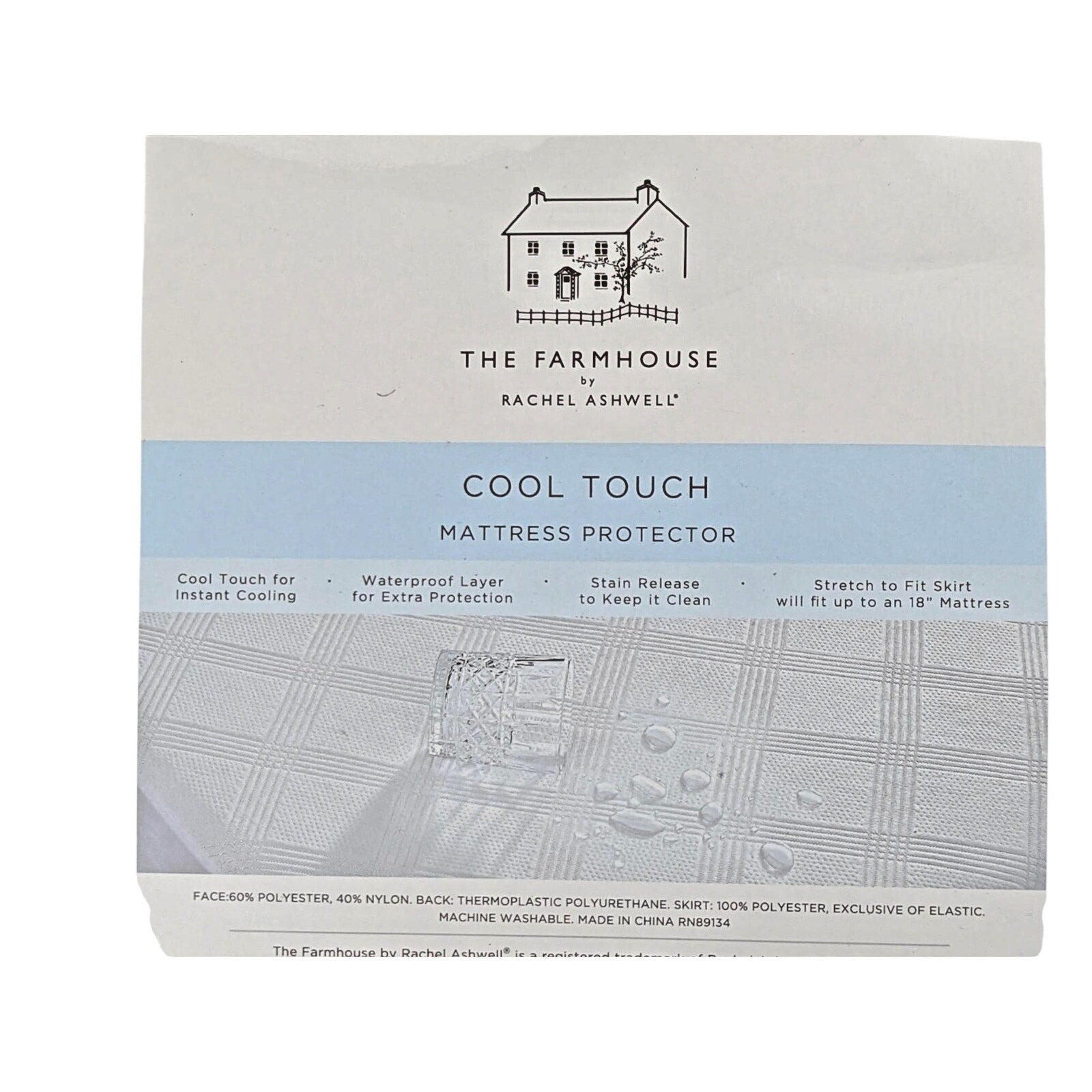 The Farmhouse Rachel Ashwell COOL TOUCH Mattress Protector - Instant Cool, TWIN