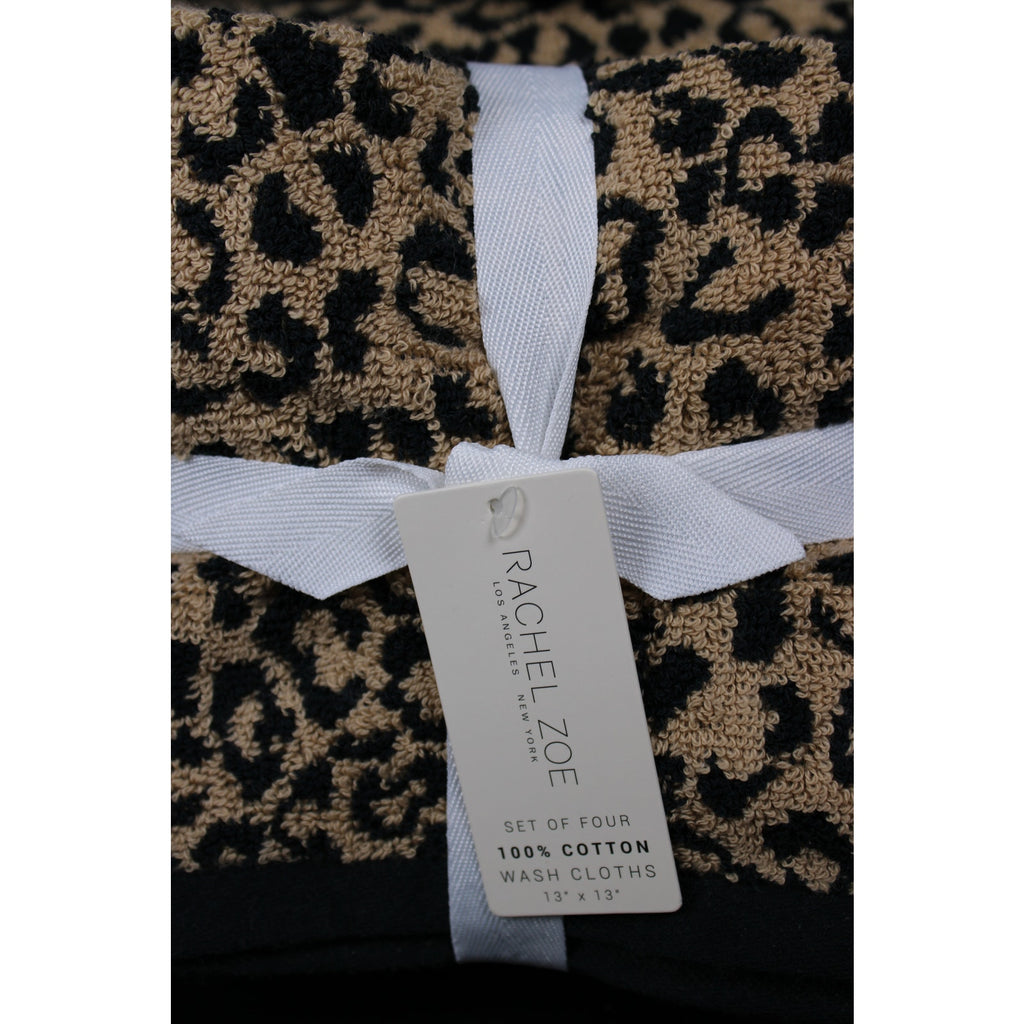 Rachel Zoe Leopard Cheetah Animal Print Bath Hand Washcloth Towel Set 8 Pc - NEW