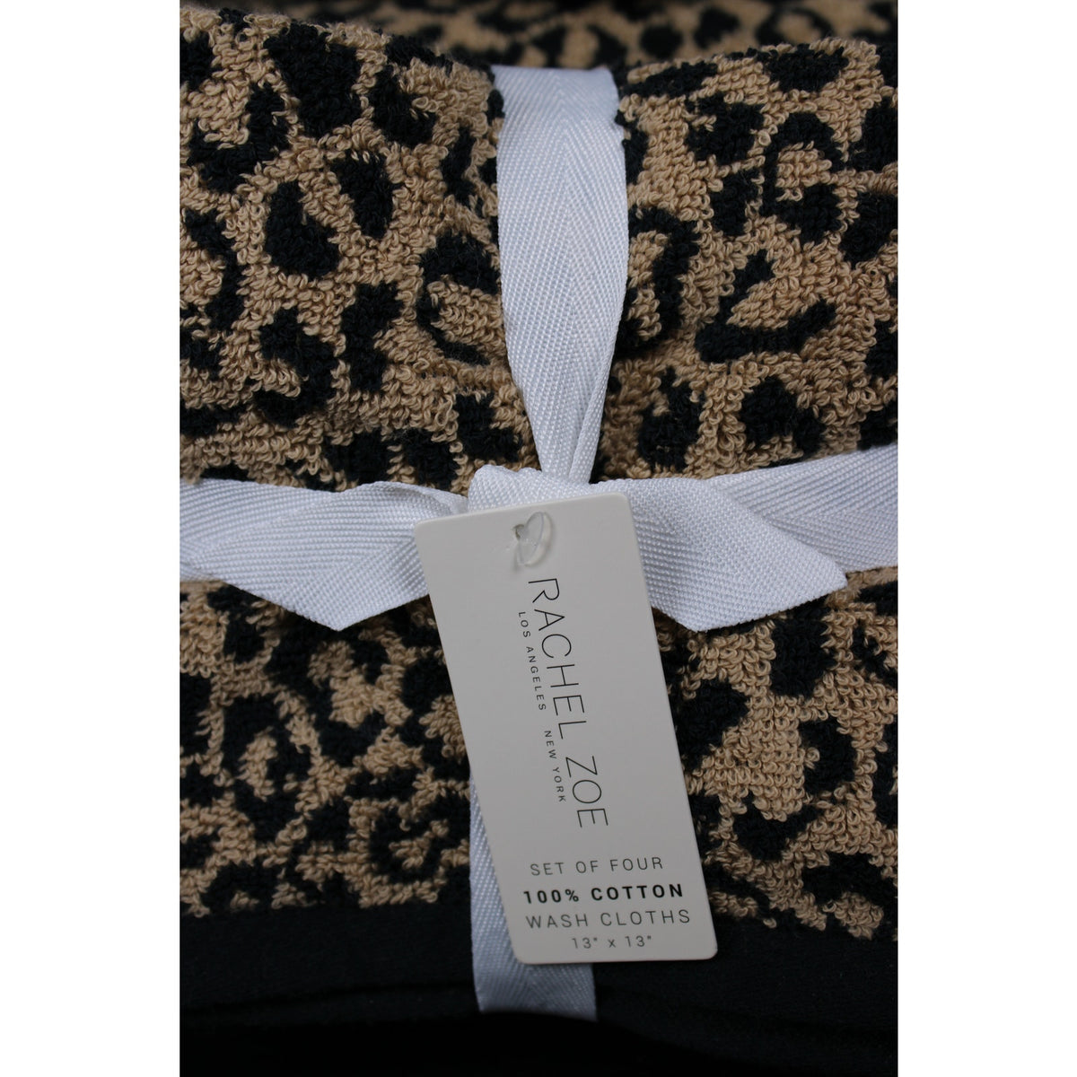 Rachel Zoe Leopard Cheetah Animal Print Bath Hand Washcloth Towel Set 8 Pc - NEW