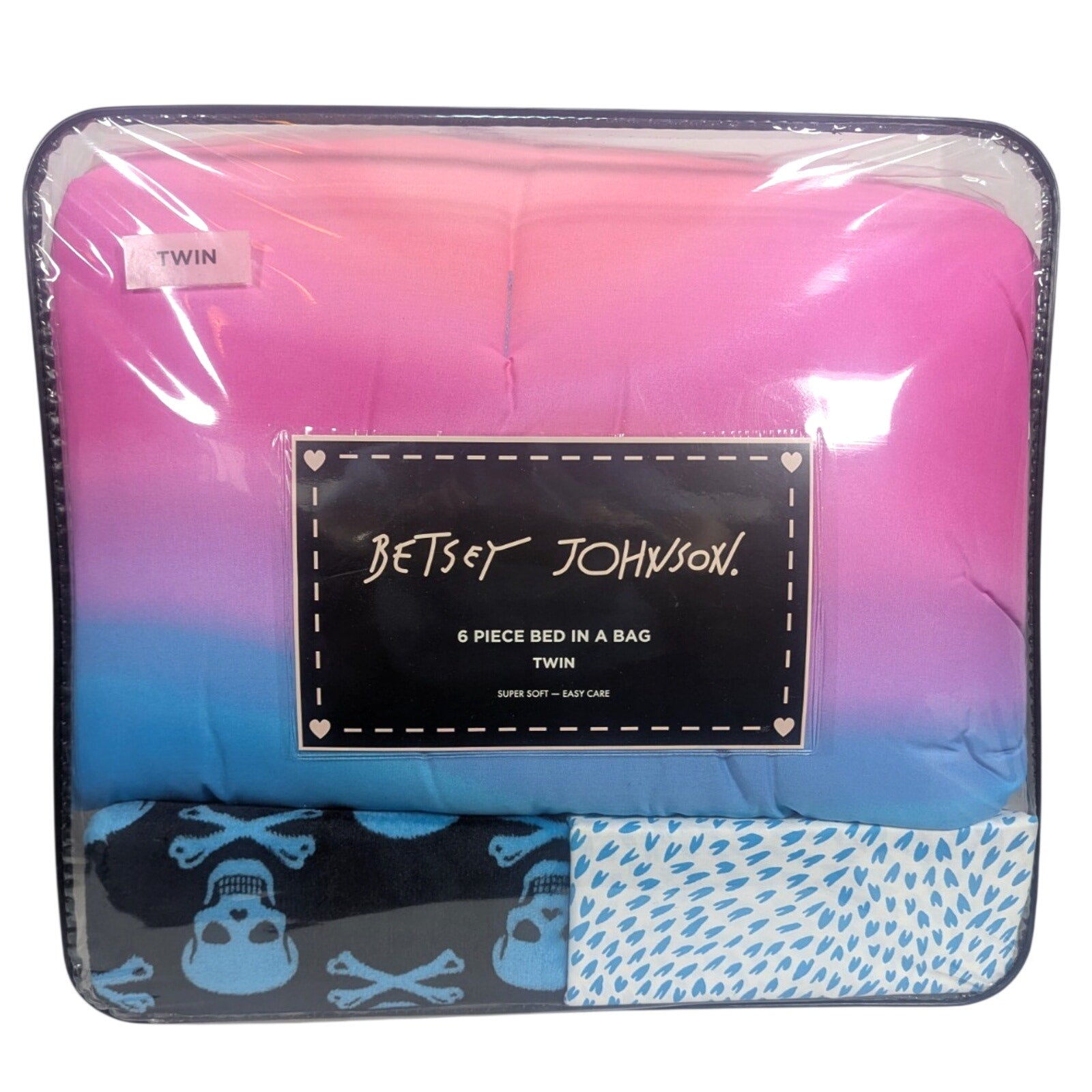 NEW Betsey Johnson 6-Piece TWIN Comforter Set SKULLS – Super Soft & Cozy