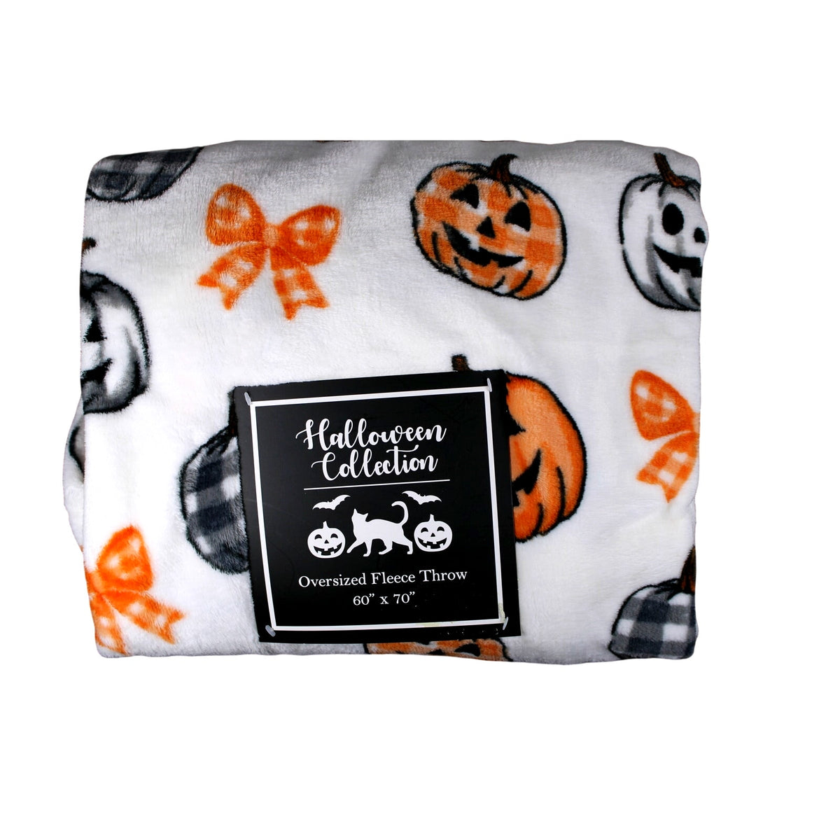 Halloween Collection Oversized Fleece Pumpkins & Bows Throw - 60"x70"