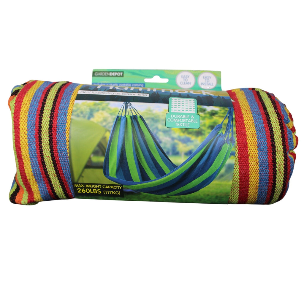 Garden Depot Cloth Hammock 2-Tone in Carrying Case, 260Lb Max Weight Capacity