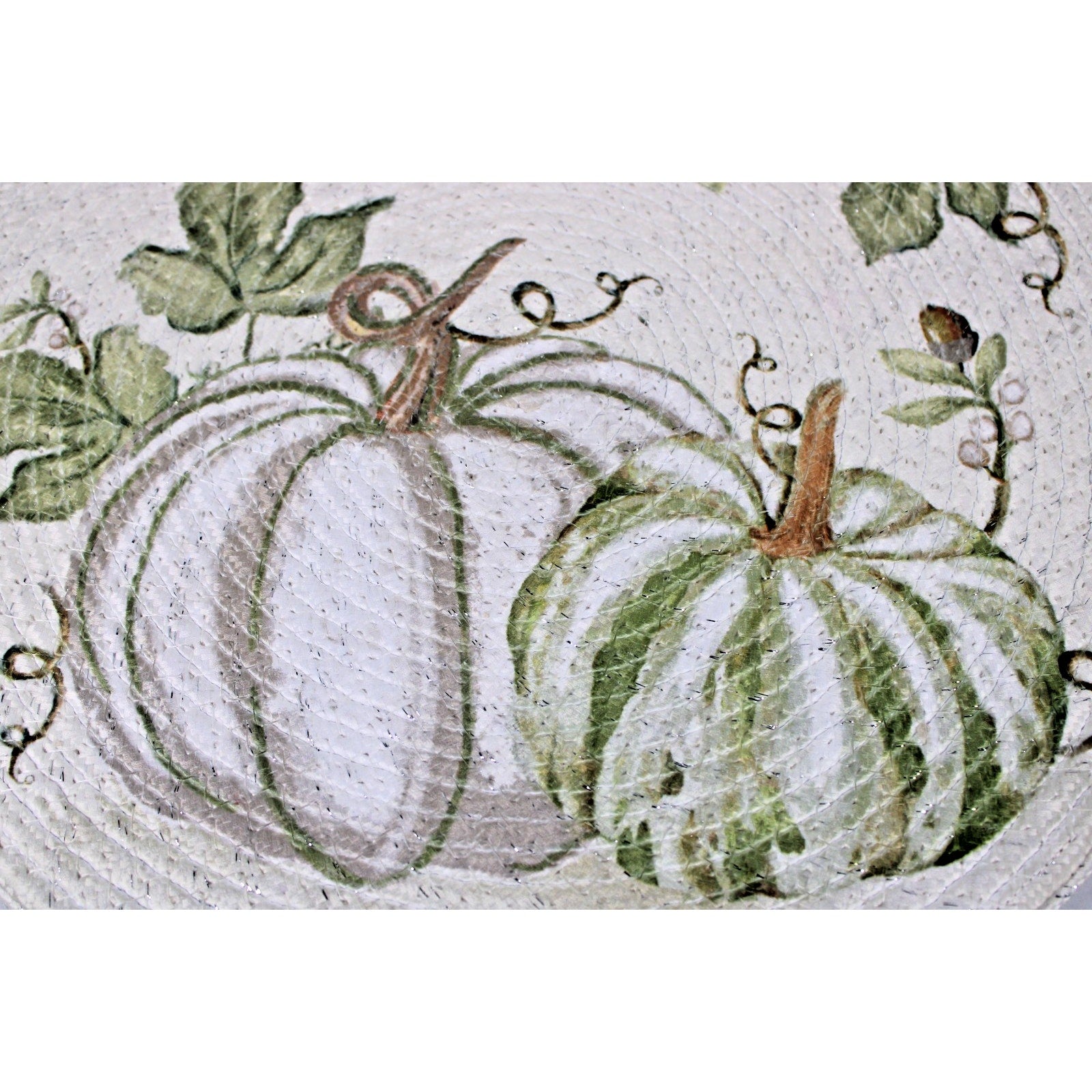 Pumpkins Thanksgiving Fall Harvest Braided Fabric Round Placemats Set of 4 -15"
