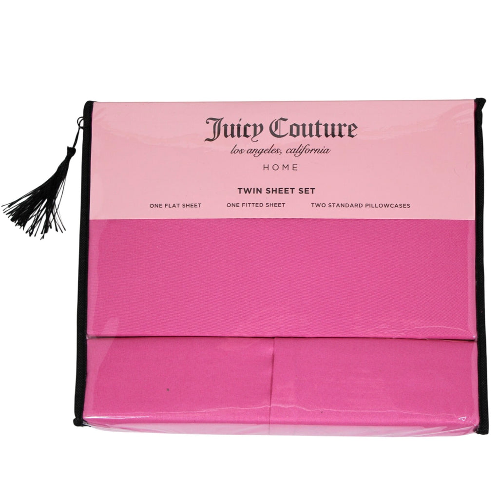 Juicy Couture Hot Pink Twin Sheet Set 4pc Fun Pink Peacock