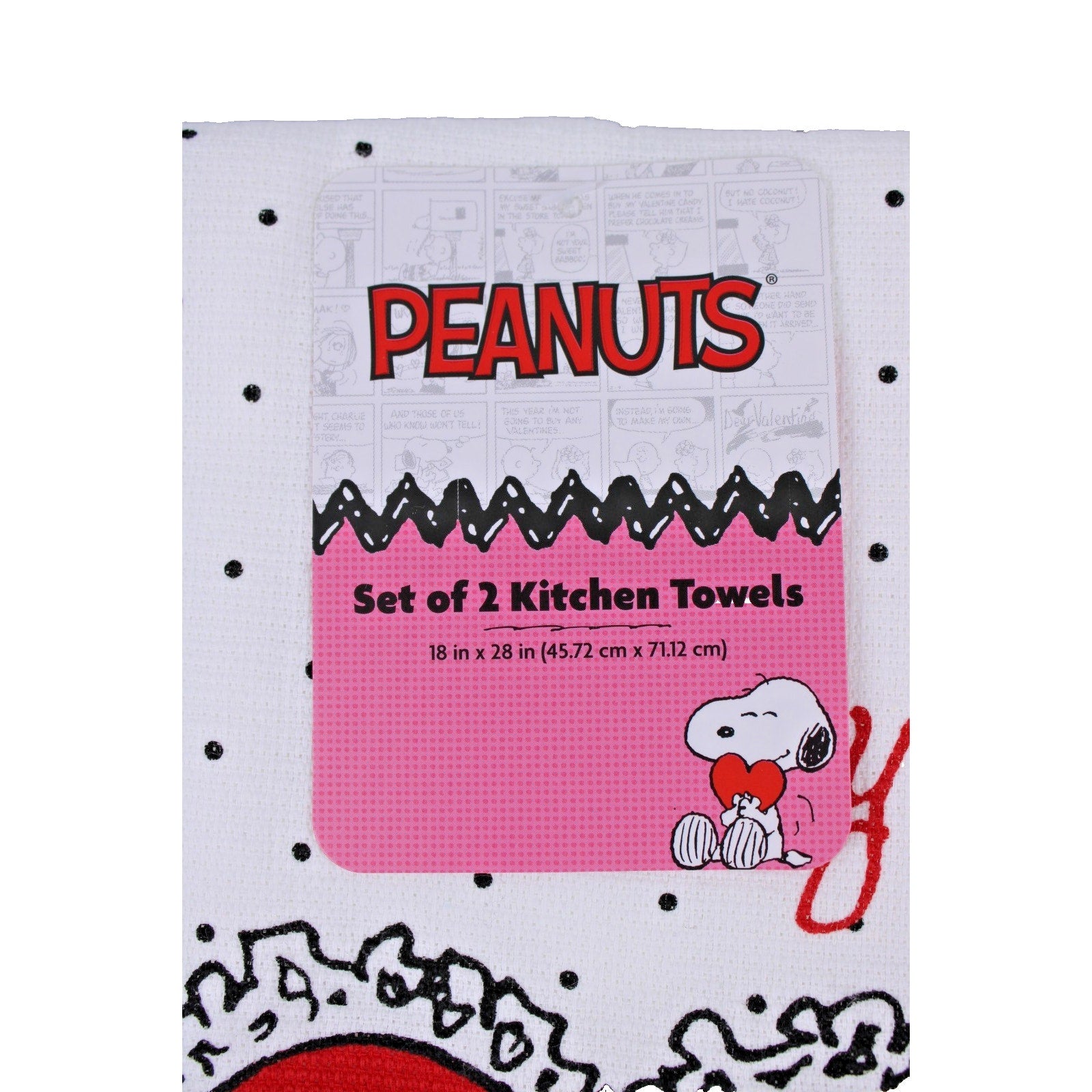 Peanuts Snoopy BE MY VALENTINE Set of 2 Kitchen Towels Free Shipping 18" x 28"