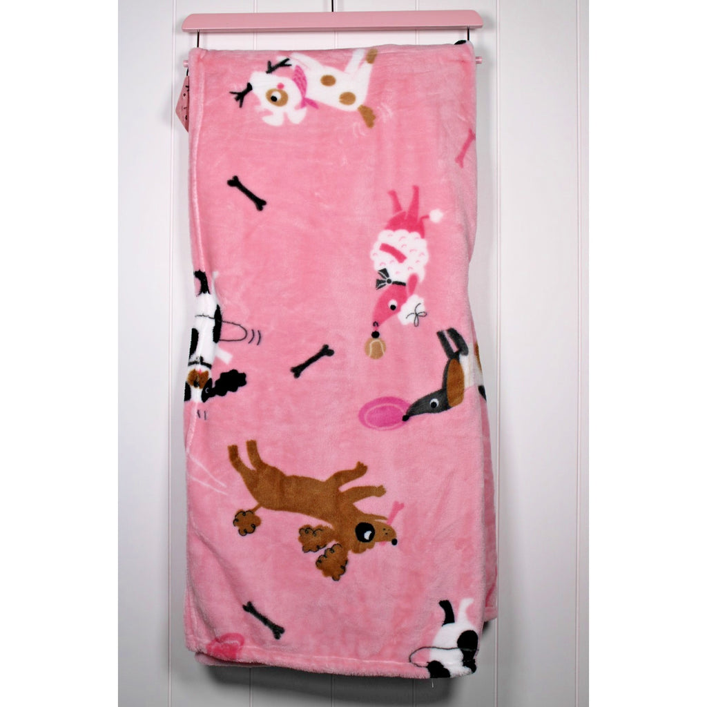Betsey Johnson Plush Dog Theme ULTRA soft plush Throw Blanket.