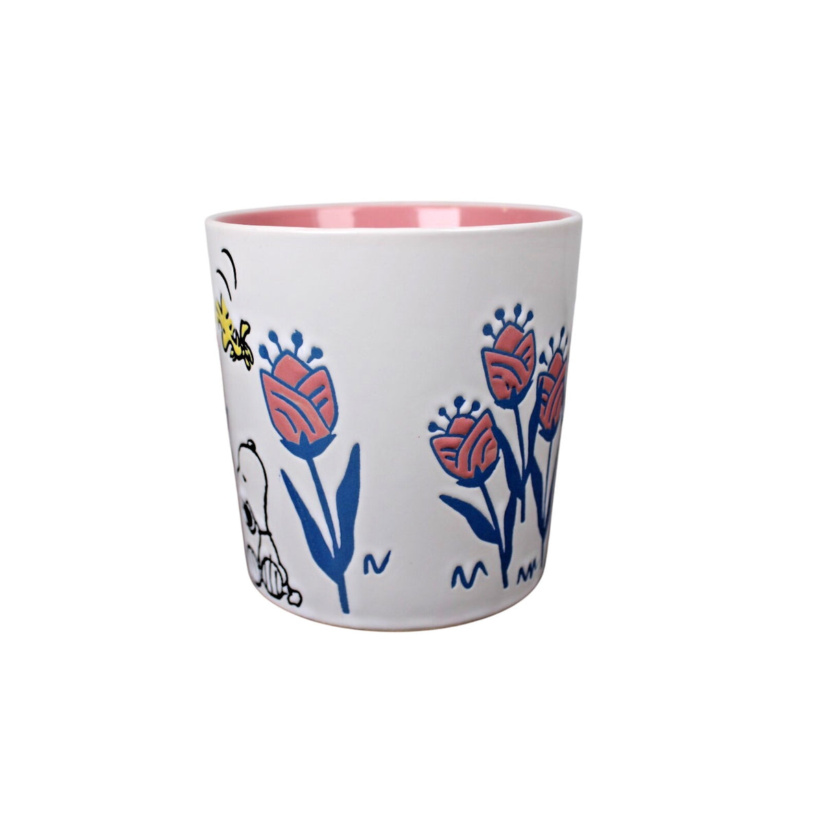 Peanuts Snoopy & Woodstock Floral White & Pink, 20 oz. Coffee Mug New