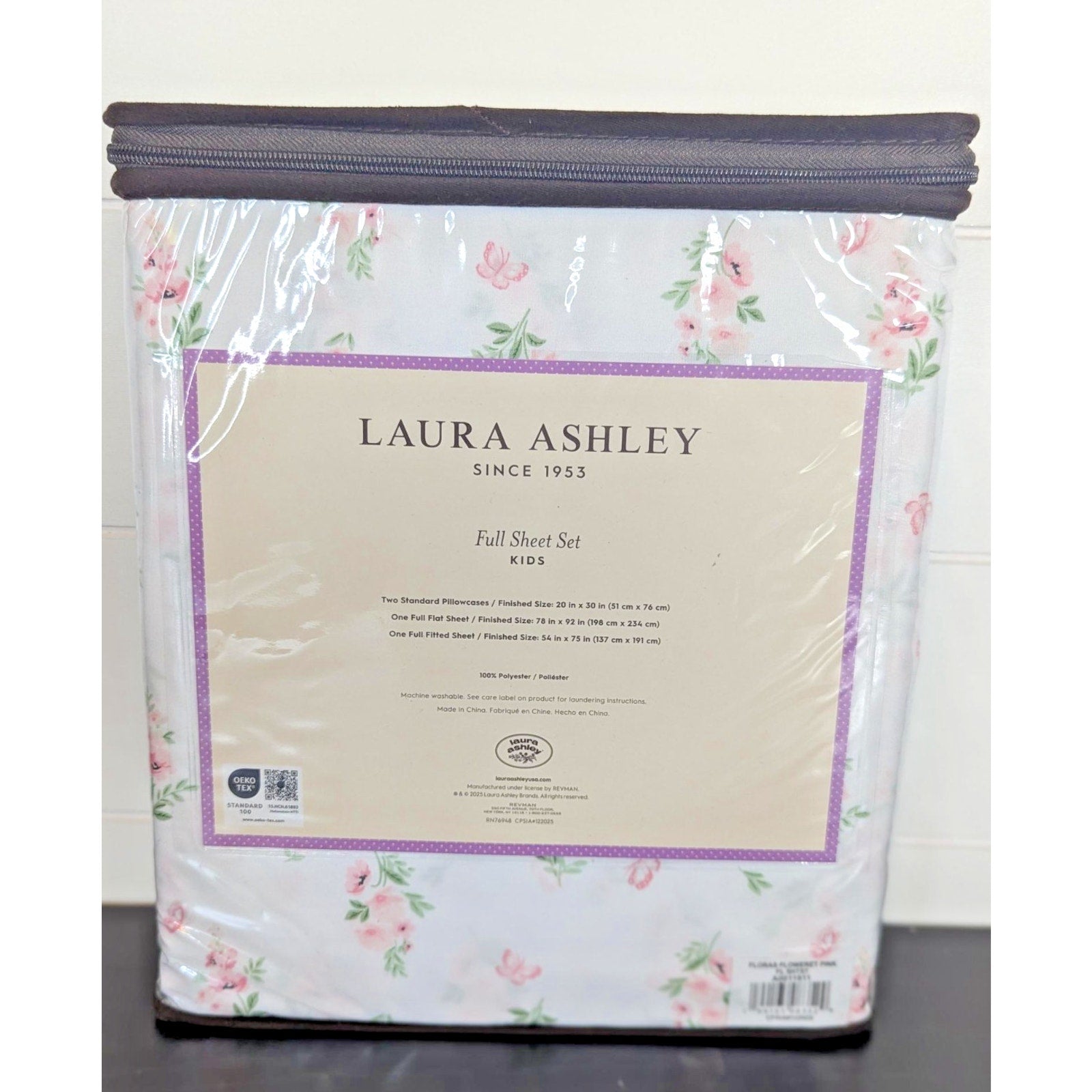 Laura Ashley Spring Flowers Butterflies 3-pc FULL Sheet Set - New