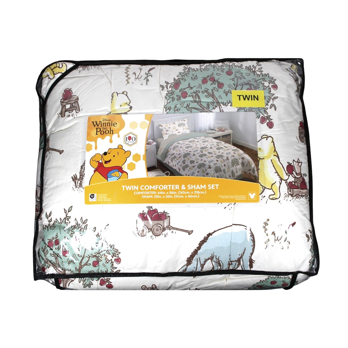 Winnie The Pooh 5 Piece, TWIN Comforter 64x86, 1 Sham 20x26 & 3 Piece Sheet Set