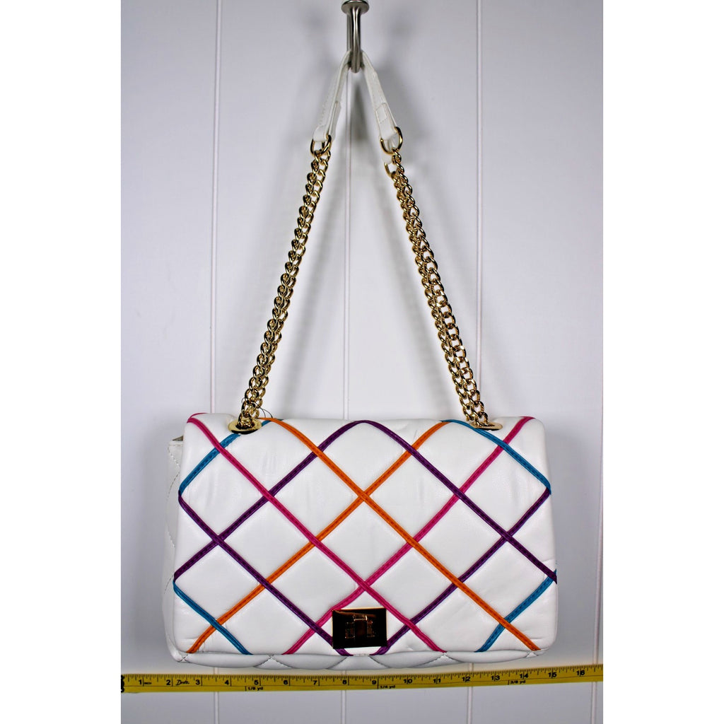 I.N.C. AJAE Flap Crossbody Soft Quilted Vanilla Multi w/ Dual Use Handle
