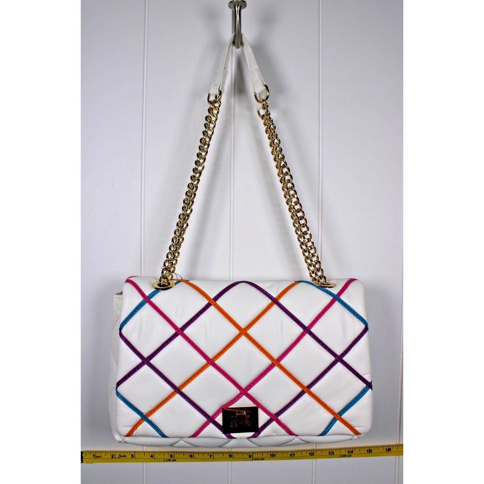 I.N.C. AJAE Flap Crossbody Soft Quilted Vanilla Multi w/ Dual Use Handle