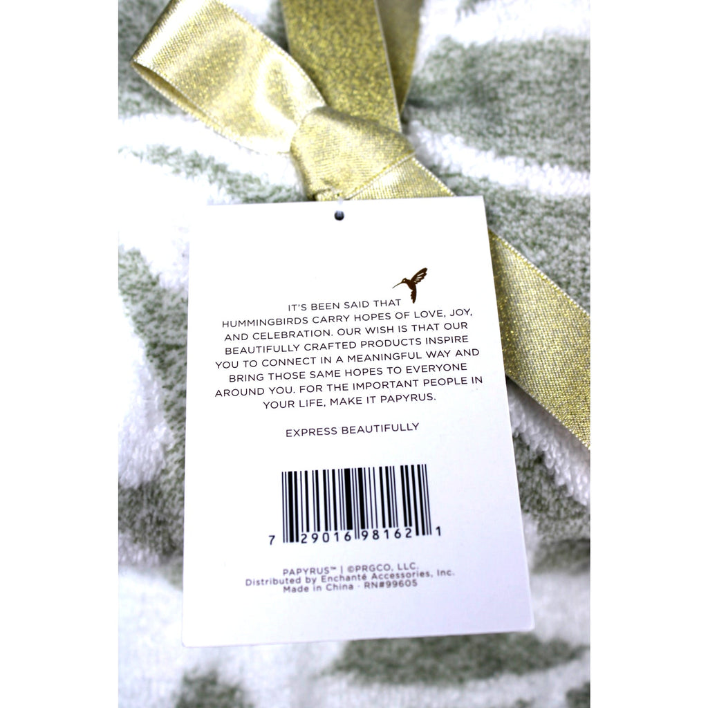 Papyrus 4 pc Bath & Hand Towel Set Green White Floral Soft Cotton Velour - NEW