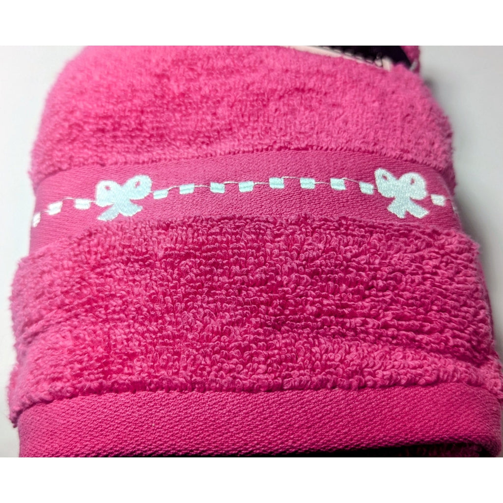2pc Betsey Johnson Hand Towels 16x26 Hot Pink White Coquette Bow 100% Cotton New