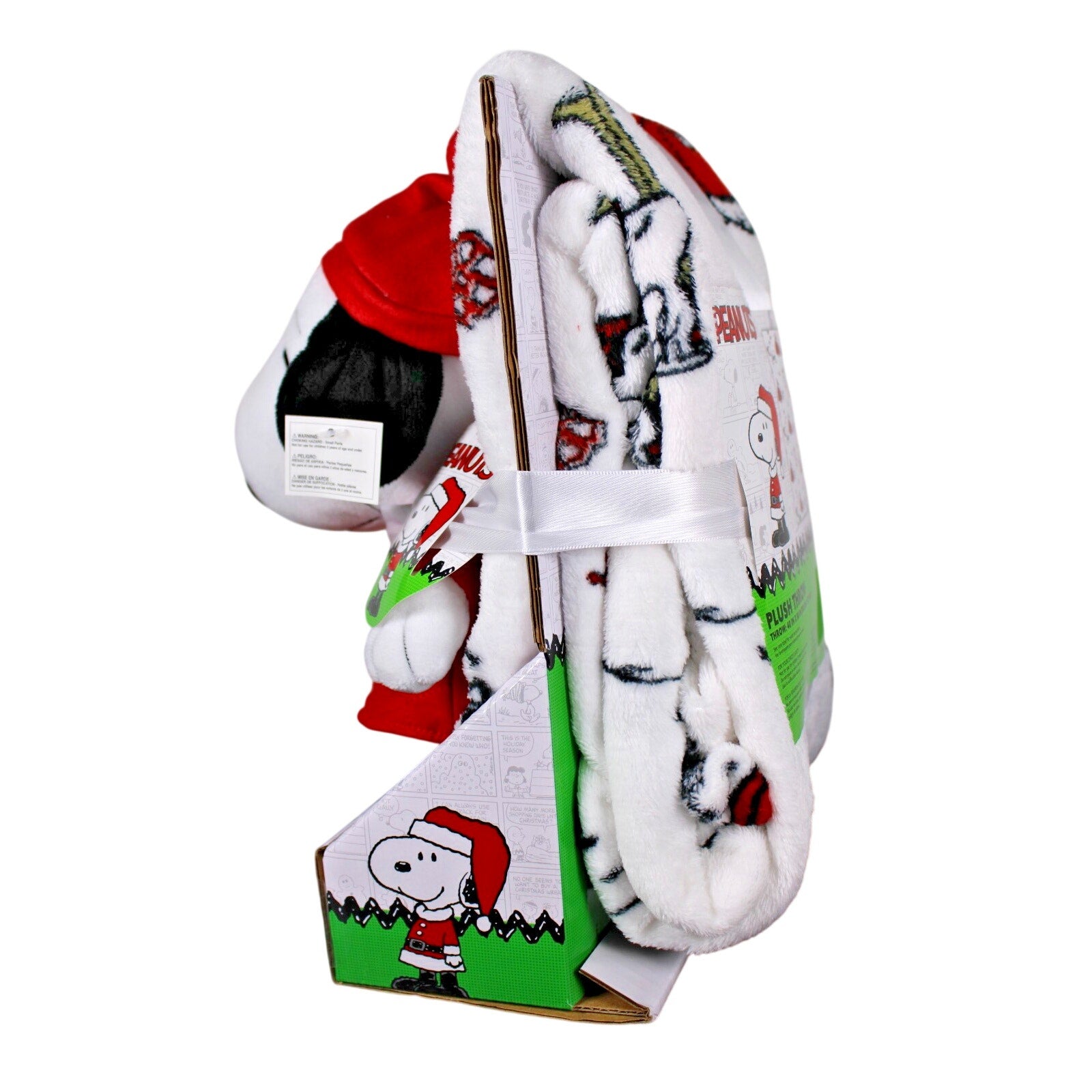 Peanuts Plush Pillow & Throw Set Snoopy in PJ's & Red Puffer Jacket 40x50Blanket