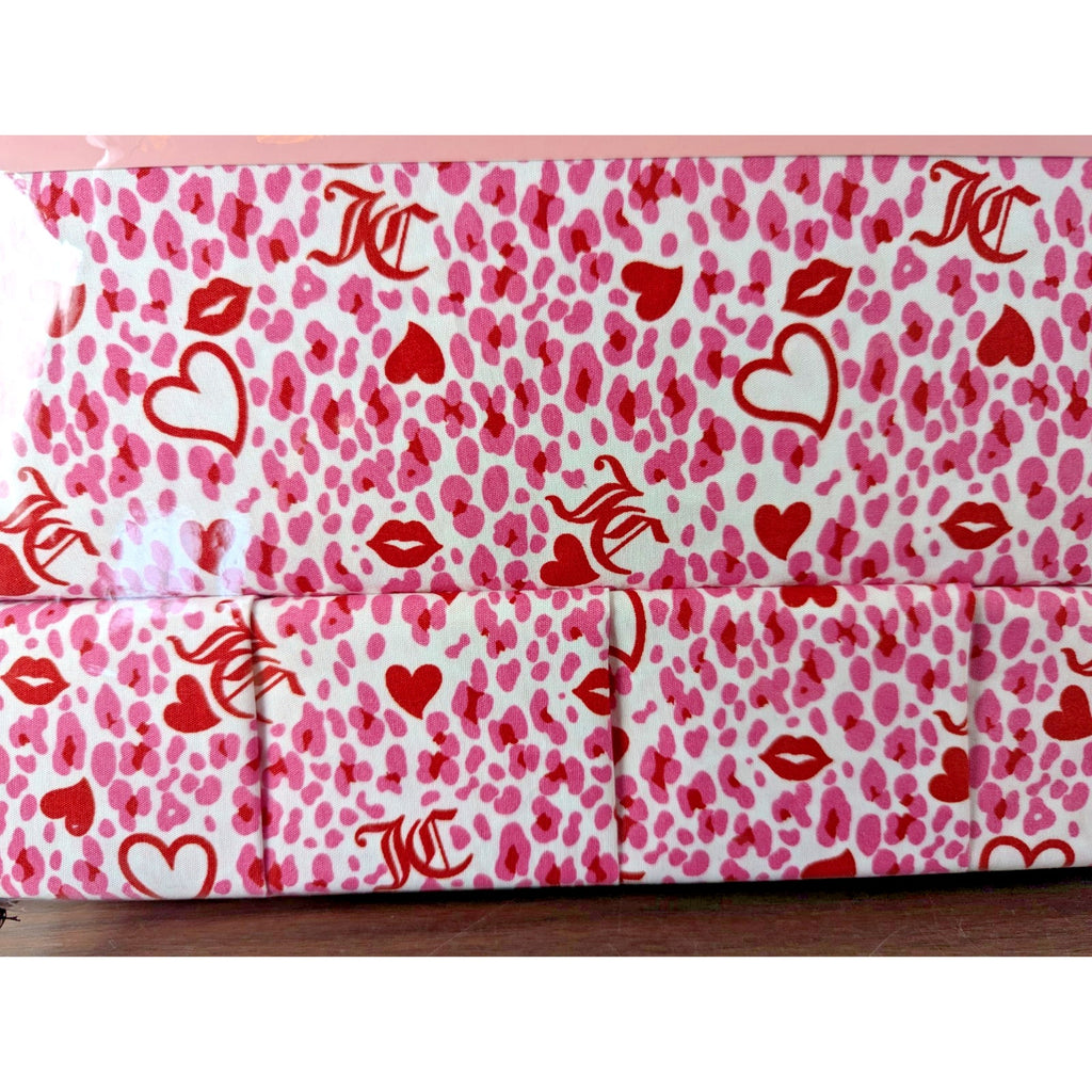 Juicy Couture Queen Sheet Set 6 Pieces Leopard Print Pink Heart Valentine’s Day