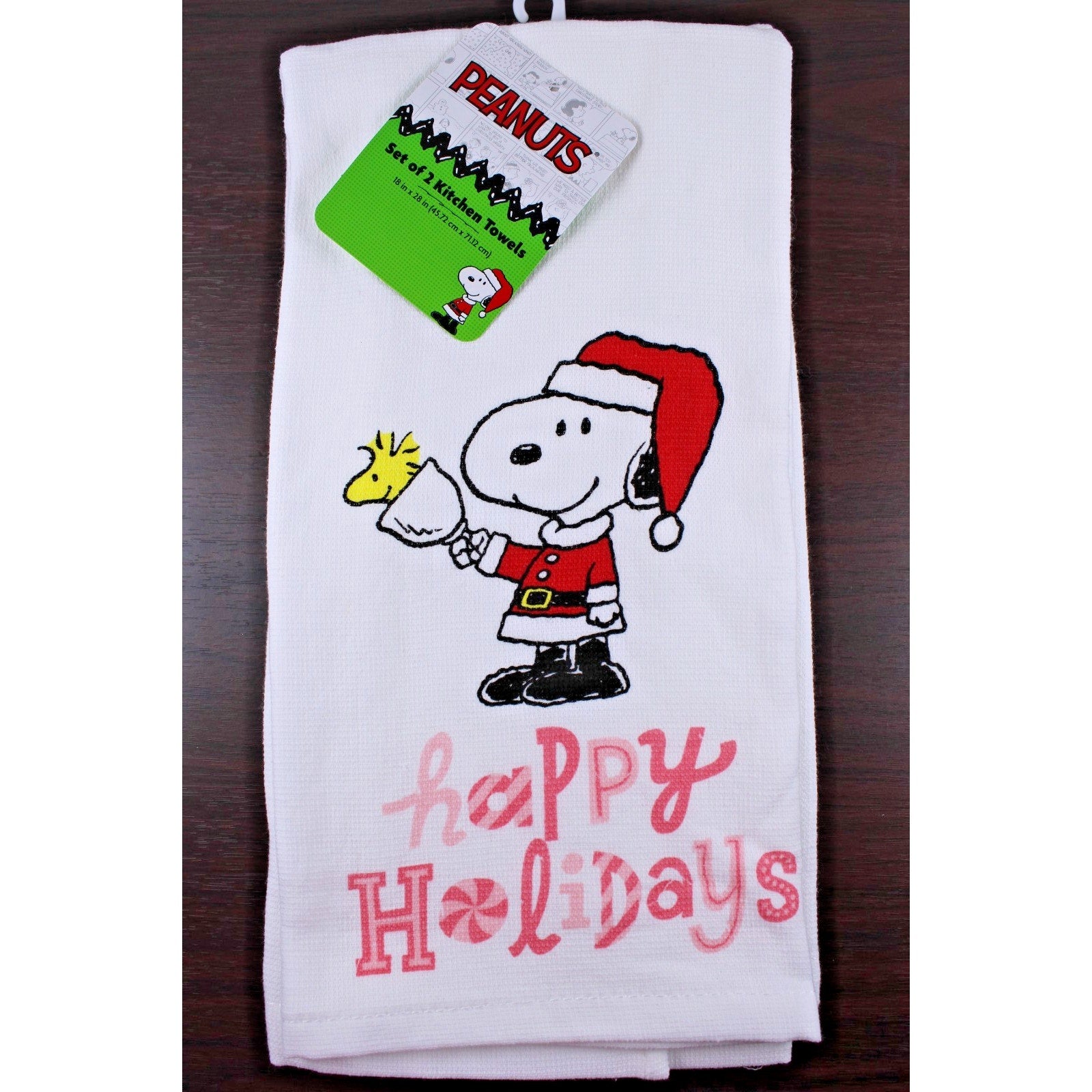 Peanuts Best Brands 2025 Santa Snoopy Christmas Kitchen Towel Set 18x28 Cotton