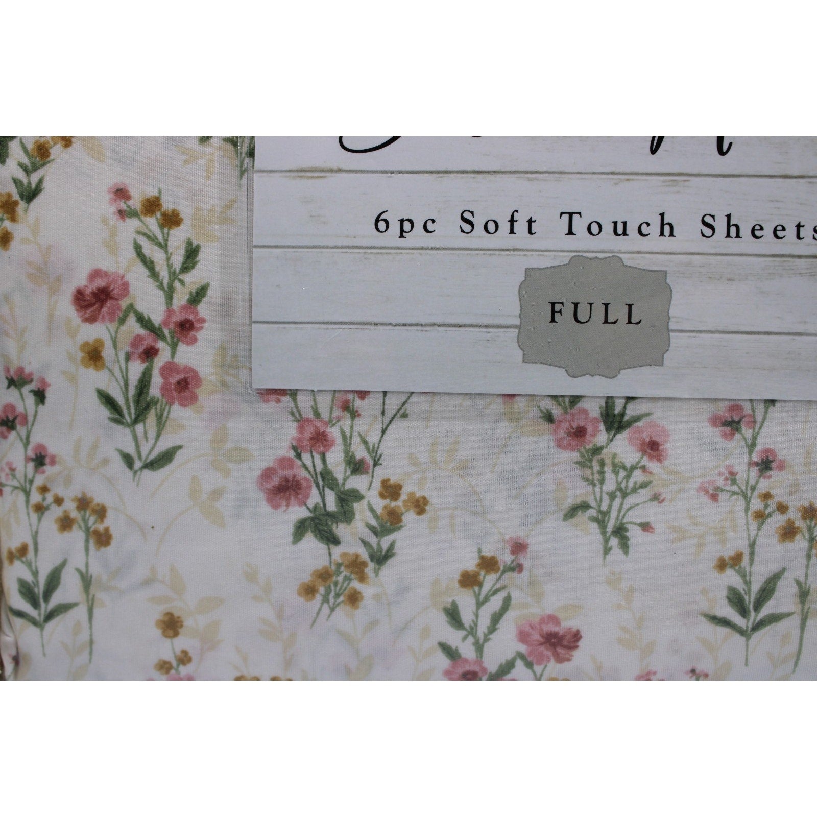 Sage Hill Full Light Tan Sheet Set 6 Piece Soft Touch Floral Print