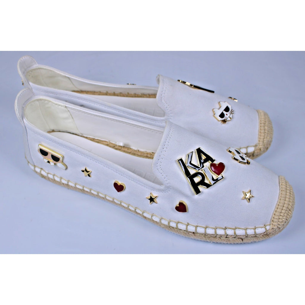 KARL LAGERFELD PARIS Womens Michaela Embellished S Bright White 11M
