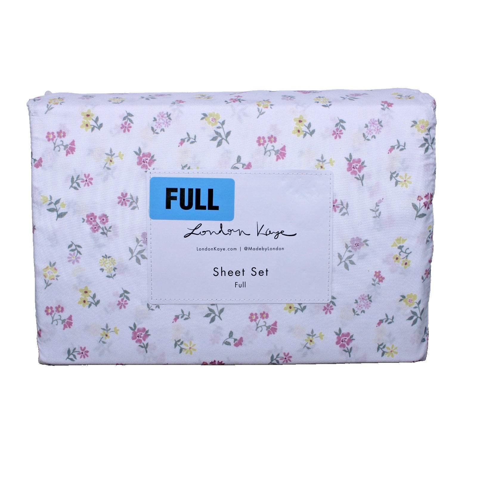 London Kaye Pink & Yellow Flower Garden Soft Brushed Full Sheet Set NEW