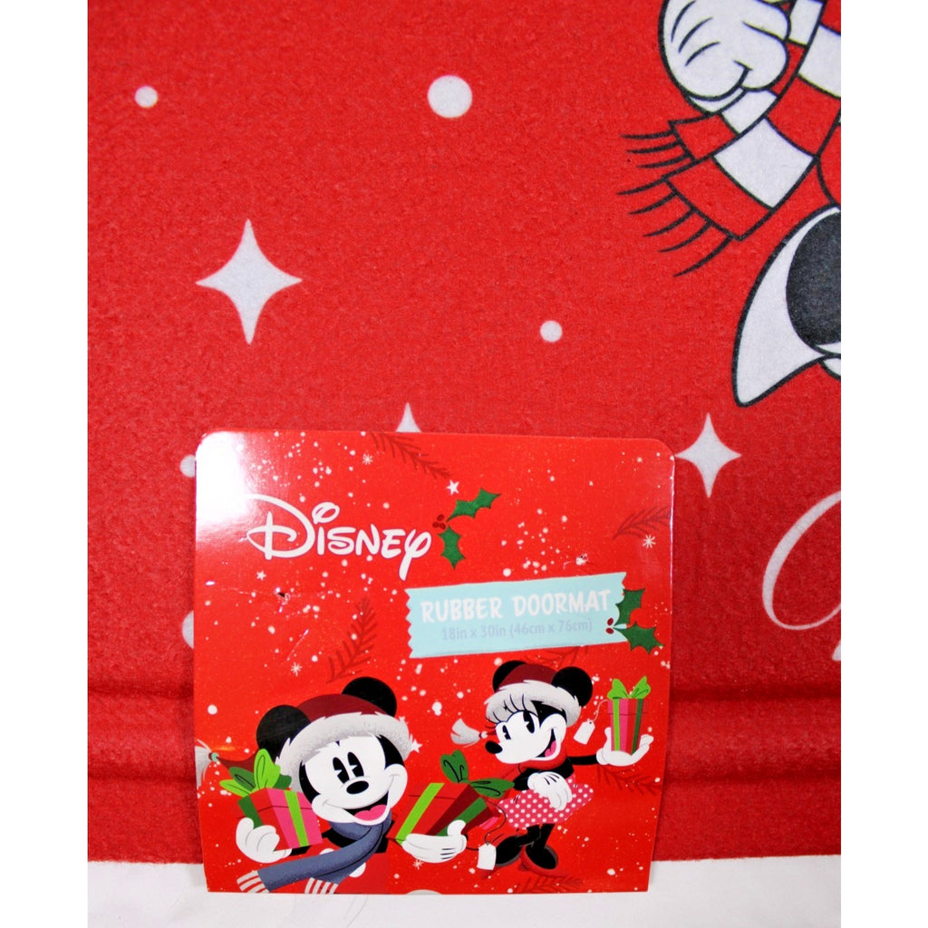 Disney Mickey & Friends Christmas Cheer Rubber Doormat 18"x30" Merry Christmas