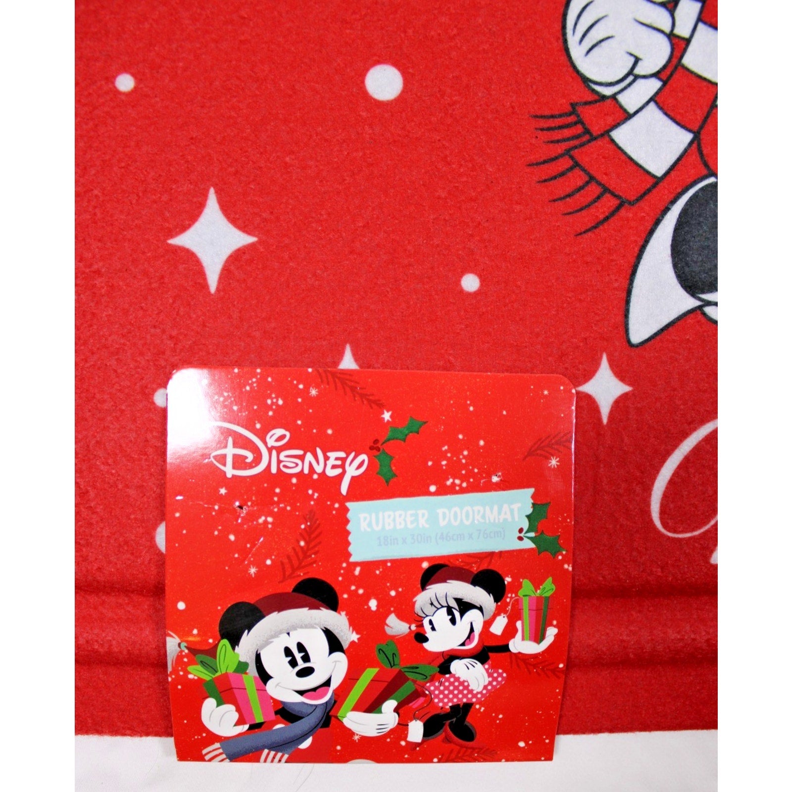 Disney Mickey & Friends Christmas Cheer Rubber Doormat 18"x30" Merry Christmas