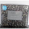 Nicole Miller Studio Luxury Satin Queen Sheet Set 4 Pc Leopard Cheetah - New