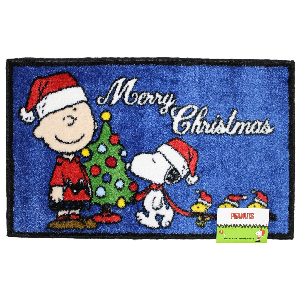 PEANUTS SNOOPY Charlie Brown & Woodstock, MERRY CHRISTMAS Bath accent rug 17x28
