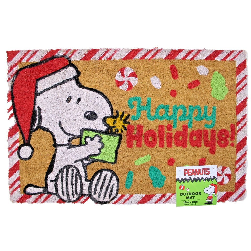 Peanuts Snoopy Woodstock Happy Holidays Christmas Outdoor Coir Door Mat 18 X 28”