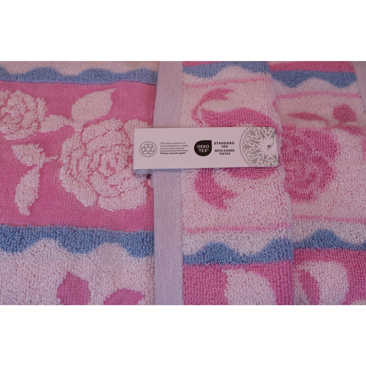SERENDIPITY  3pc Bath Towel Set Bows & Roses Design 100% Cotton