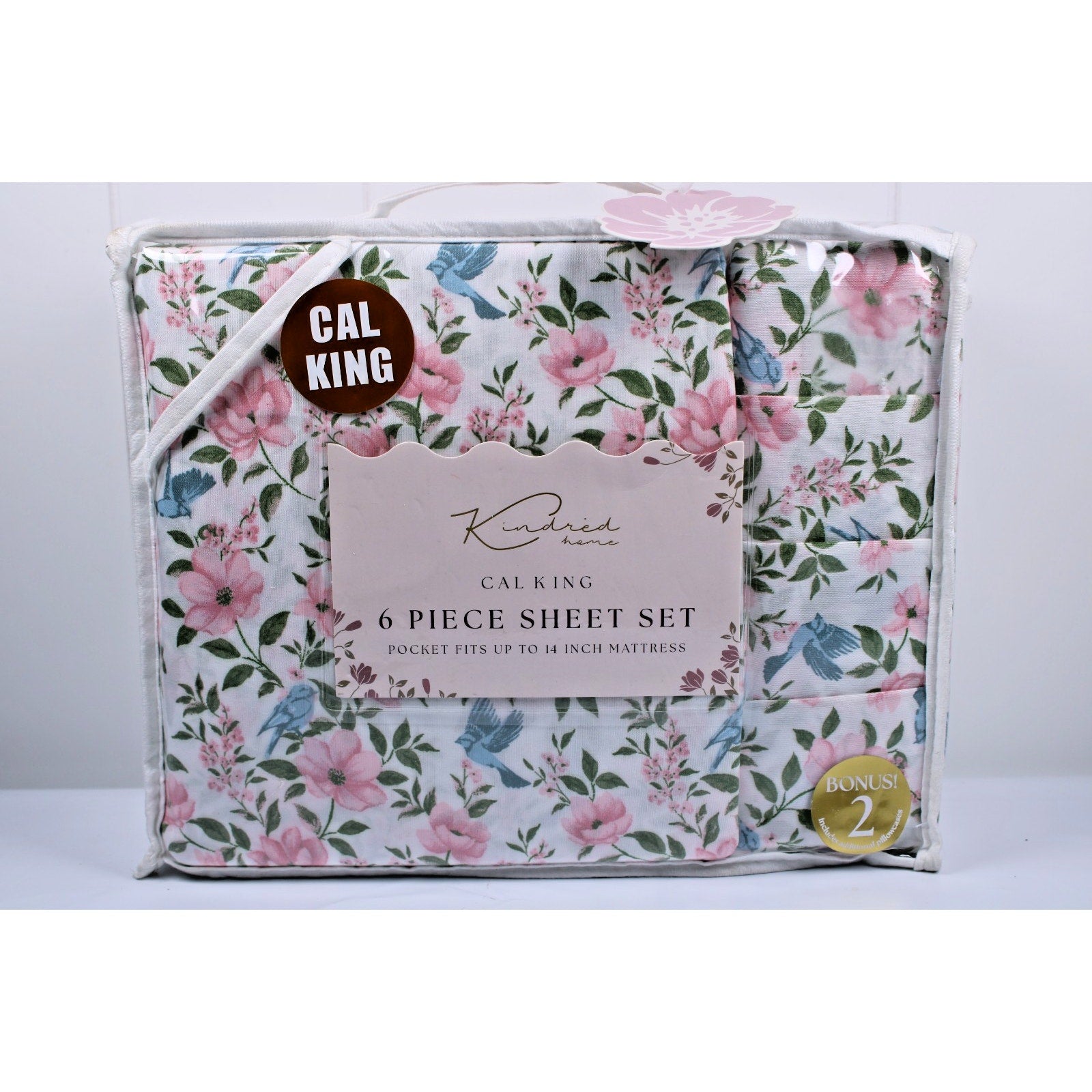 KINDRED HOME 6 pc Floral design Cal King Sheet Set 2 EX Pillowcases