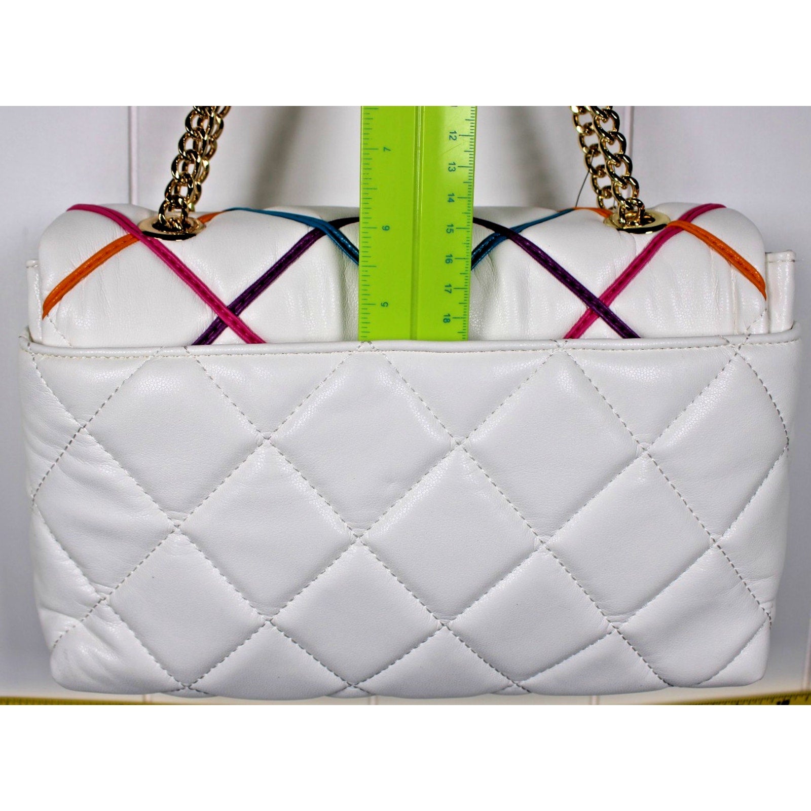 I.N.C. AJAE Flap Crossbody Soft Quilted Vanilla Multi w/ Dual Use Handle