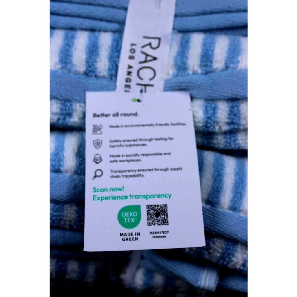Rachel Zoe Home 6 Piece Bath Towel Set Blue & White Stripes 100% Cotton, New