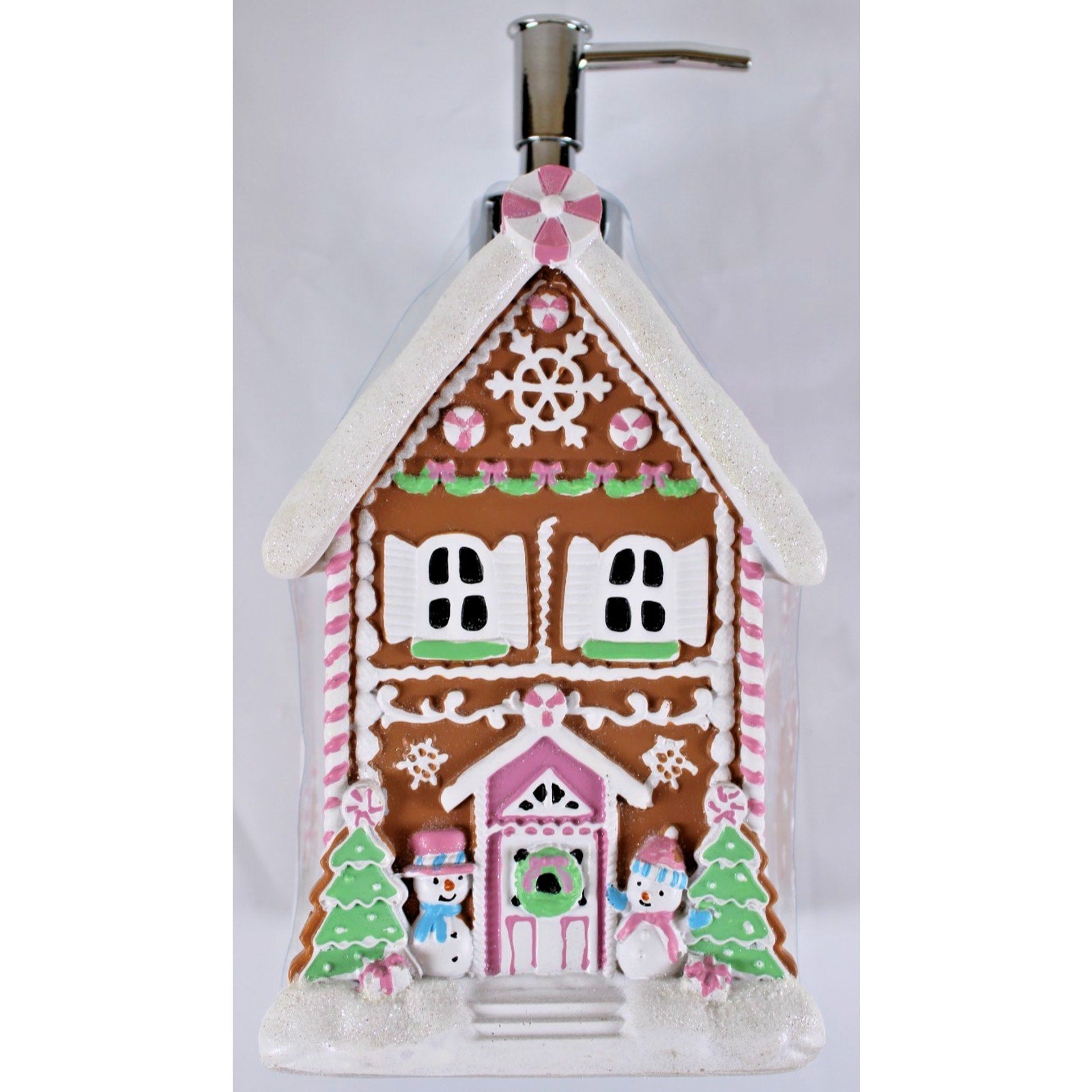 Large Glittery Gingerbread Cookie House Christmas Soap Lotion Dispenser New