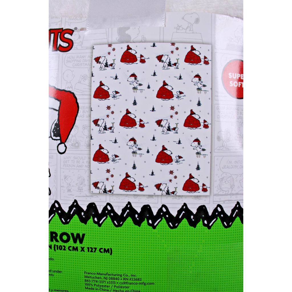 Peanuts Plush Pillow & Throw Set Snoopy in PJ's & Red Puffer Jacket 40x50Blanket