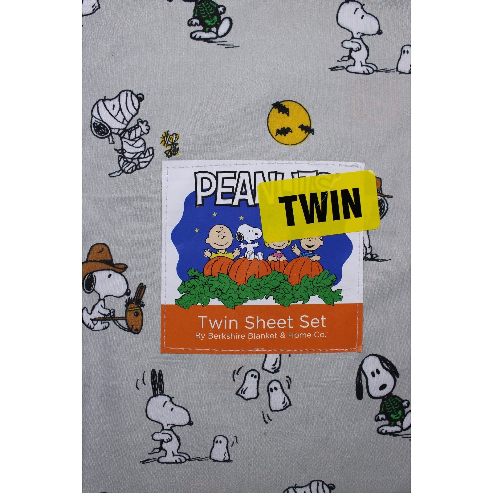 Berkshire Peanuts Halloween Twin Sheet Set 3pc. Snoopy Woodstock Ghosts Pumpkins