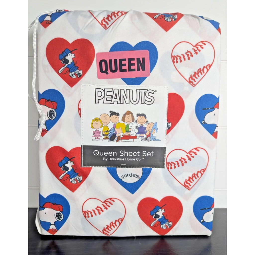 PEANUTS Snoopy Queen 4pc sheet set Sports Baseball, Snoopy & Lucy, Hearts NEW