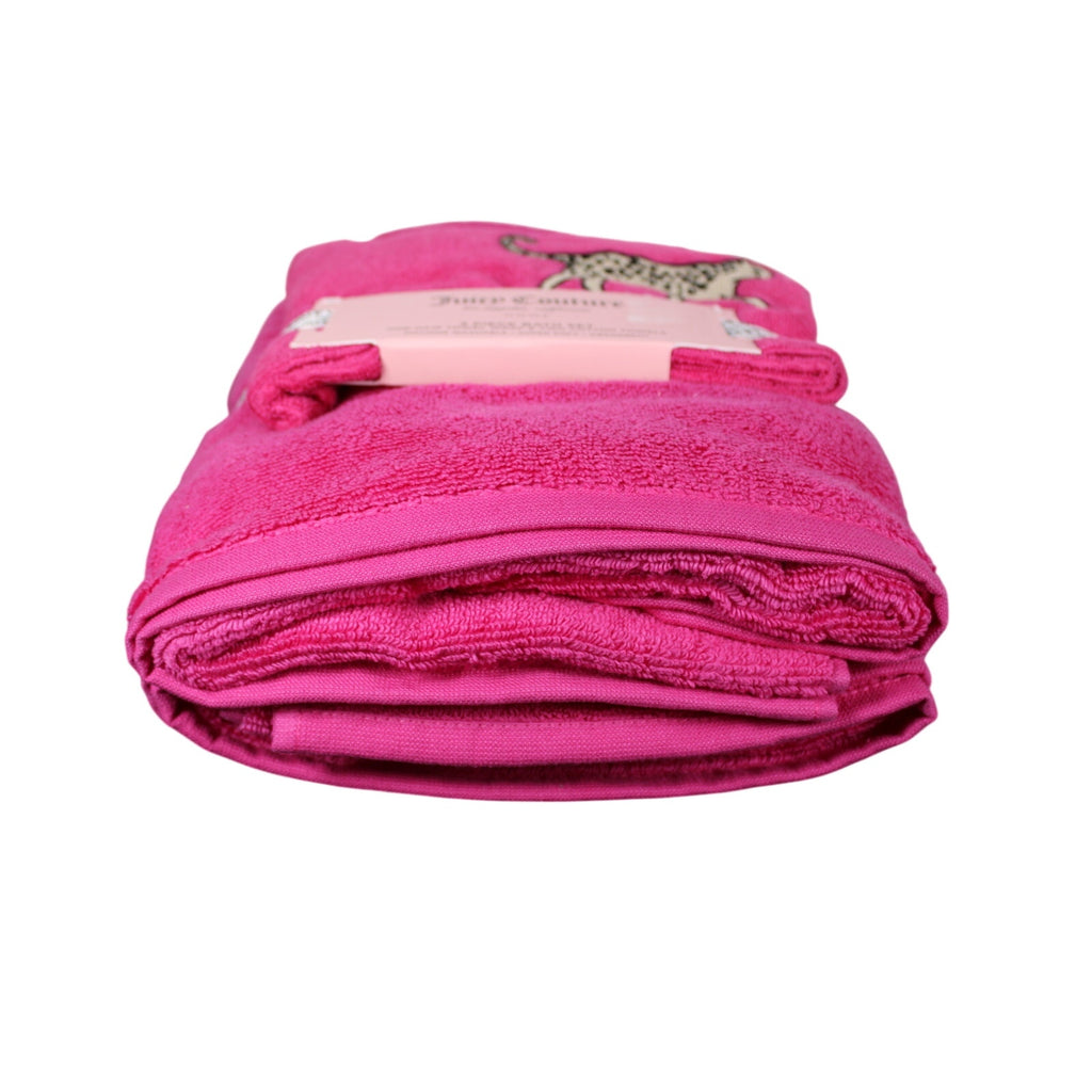 Pink Juicy Couture Leopard Print 3-PC Bath Set Hair Wrap Towel Two Cotton Towels